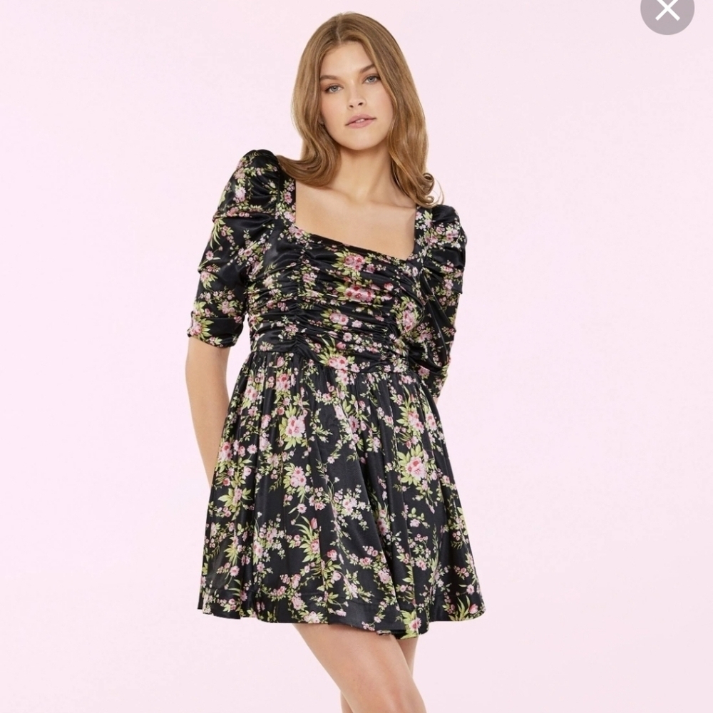 Nwt Revolve likely 4 floral satin babydoll brandie mini dress